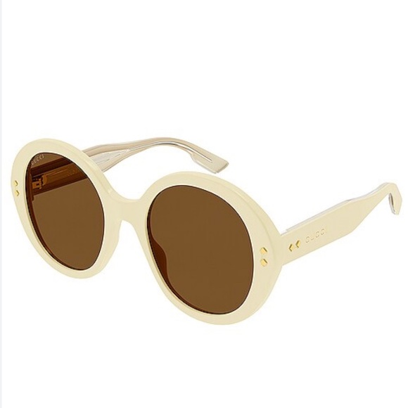 NEW! Gucci Women’s 54MM Nouvelle Vague Round Sunglasses in Shiny Butter $515